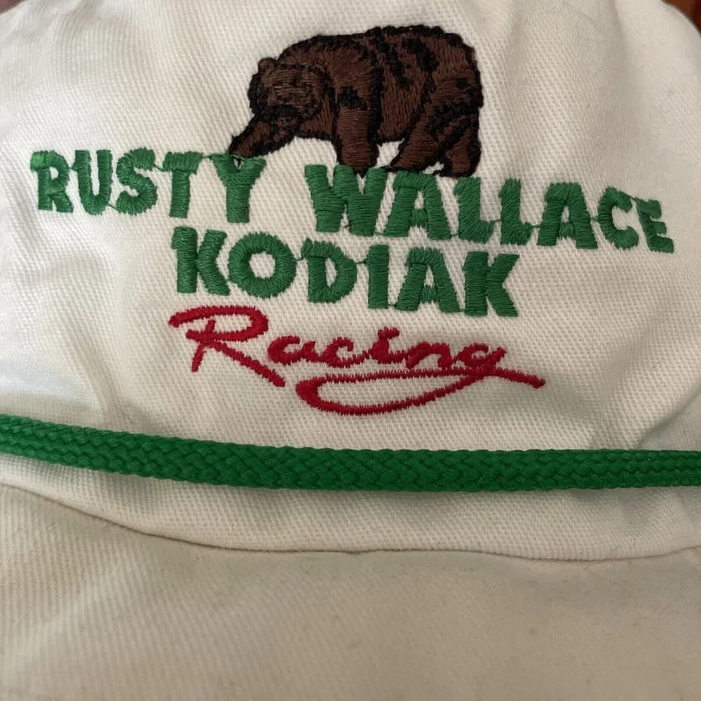 Rusty Wallace Kodiak Racing USA Made 1989 Snapback Hat Cap Men White
